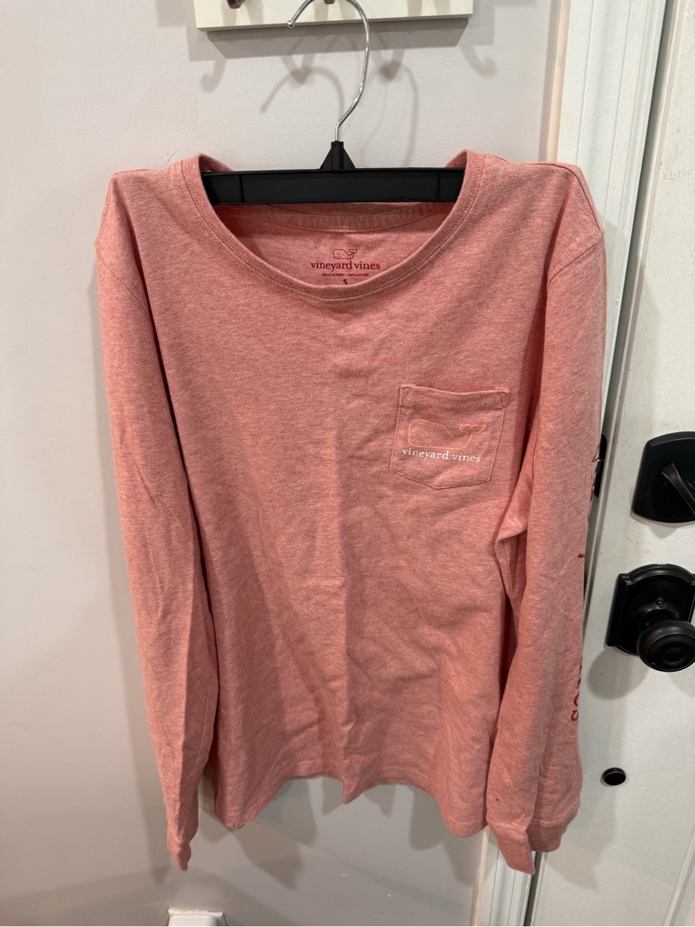 Vineyard Vines Coral Pink Long-Sleeve Pocket Tee